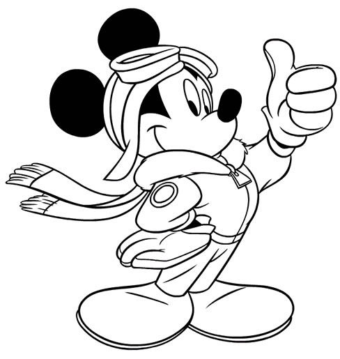 coloriage mickey pilote de ligne